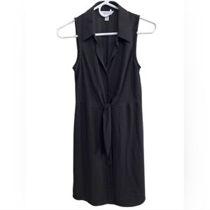 NWT Nine West Black Sleeveless Tie-Front Shirt Dress